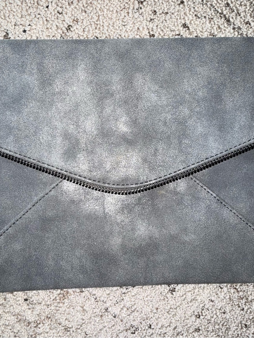 Charming Charlie Faux Suede Envelope Clutch w/ Zipper Detail
